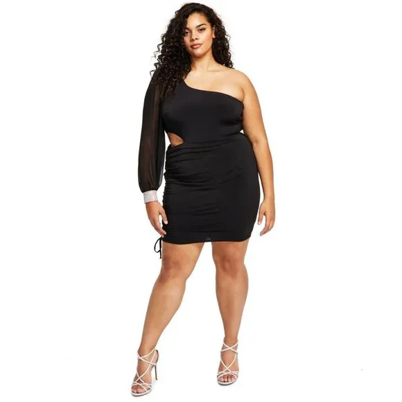 City Studios | Dresses | City Studios Trendy Plus Size Oneshoulder Bodycon  Dress 845gp9pd1 Black 1x | Poshmark